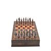 Antique Copper Ottoman Metal Chess Set for Adults,Handmade Pieces and Natural Solid Wooden Chess Board,Pearl Design Around Board and Storage Inside (Antique Copper) view 1
