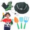 JOYIN 6 PC Kids Gardening Tools, Including Garden Tools Like Gardening Gloves, UV Protection Sun Hat, Shovel, Rake, and Trowel, Kids Backyard Outdoor Toy Play and STEM Learning (Green) view 1