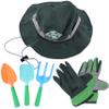 JOYIN 6 PC Kids Gardening Tools, Including Garden Tools Like Gardening Gloves, UV Protection Sun Hat, Shovel, Rake, and Trowel, Kids Backyard Outdoor Toy Play and STEM Learning (Green) view 3