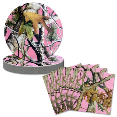 Havercamp Pink Hunting Camo Party Supplies for 16 guests: includes 16 ea. 7" Plates, 16 Napkins. Authentic, Licensed, Next Camo in Pink!