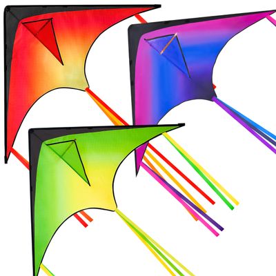 JOYIN Large Delta Kite Red, Green and Purple, Easy to Fly Huge for Kids and Adults with 262.5ft String, Large Delta Beach Kite for Outdoor Games and Activities