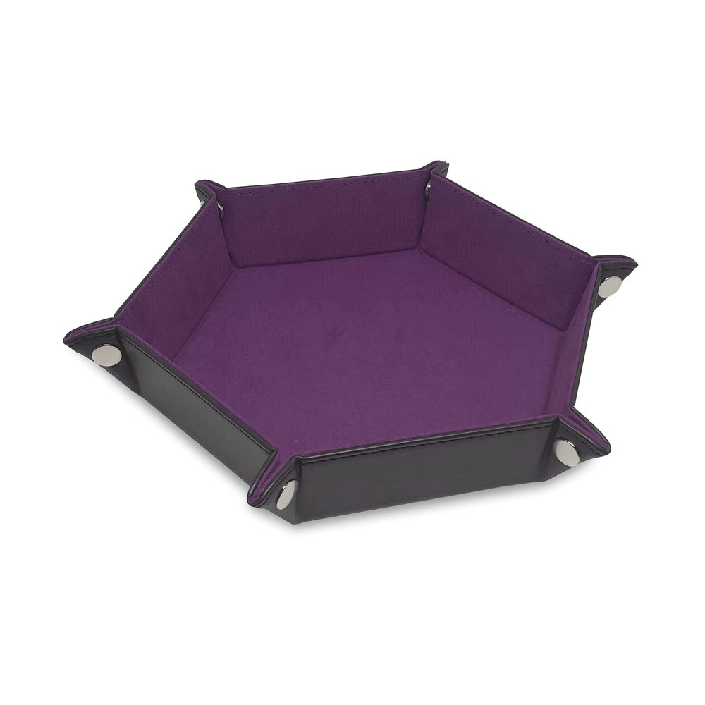 BCW Hexagon Dice Tray - Purple | Premium Quality, 12" Diameter (Flat), 8" Diameter (Folded) | Black Leatherette Back, Suede Liner | Ideal for RPGs, Warhammer, Dice Masters, DND | Gaming Dice Tray