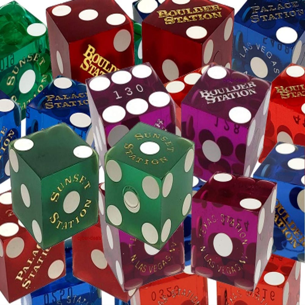 Authentic Greater Las Vegas Station Casinos Table-Played 19mm Craps Dice - 3 Pairs (6 Dice)