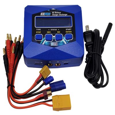 NHX EZPRO 65W LiPo/Life/NIMH 2-4s Fast AC Charger w/XT60 EC3 Deans XT90 EC5