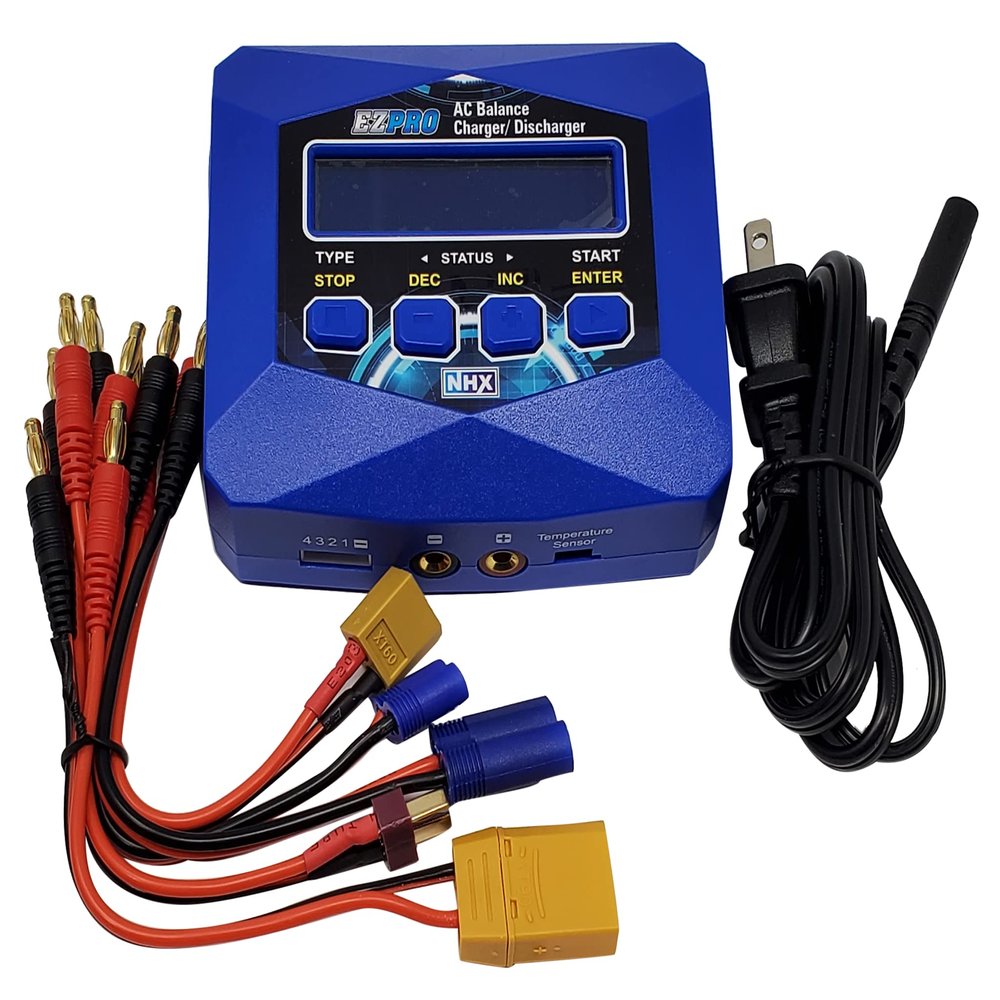 NHX EZPRO 65W LiPo/Life/NIMH 2-4s Fast AC Charger w/XT60 EC3 Deans XT90 EC5