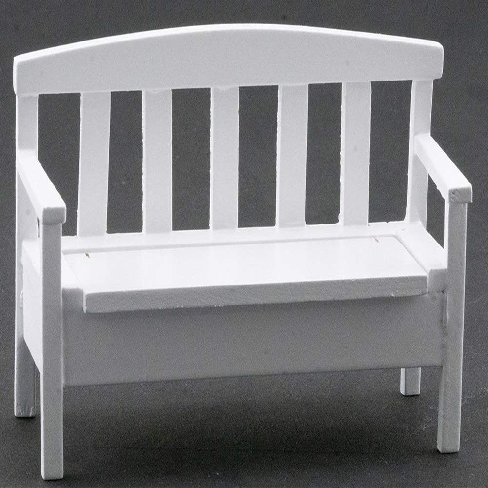 Dollhouse Miniature Garden Bench (White)