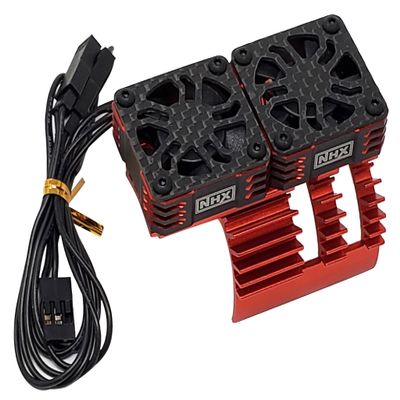 NHX RC 1/8 Twin Cyclone Alum HV Cooling Fans w/Cover 28000RPM Motor Heatsink Red