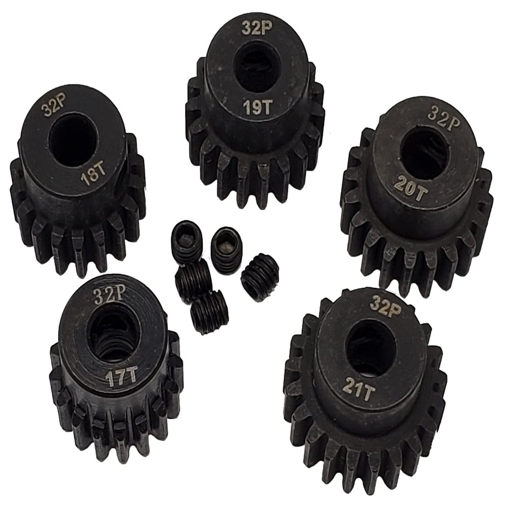 NHX RC 32P 5mm Bore Hardened Steel Pinion Gears: 17T, 18T, 19T, 20T, 21T