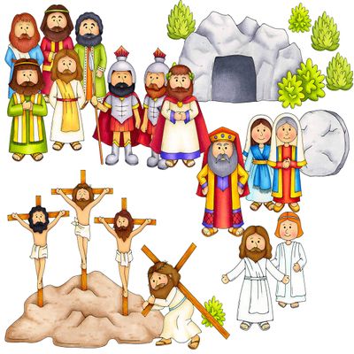 Easter Crucifixion Resurrection 19 pc Felt Figures Bible Felt/Flannel Board Story Set Plus Lesson Guide Coloring & Activity Pages Jesus Christ