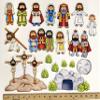 Easter Crucifixion Resurrection 19 pc Felt Figures Bible Felt/Flannel Board Story Set Plus Lesson Guide Coloring & Activity Pages Jesus Christ view 2