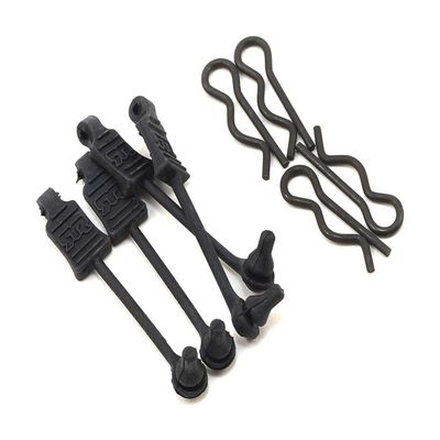 ARR390178 AR390178 AARRMA 1/8 Body Clips w/Rubber Retainers (Black) (4) ARA390178