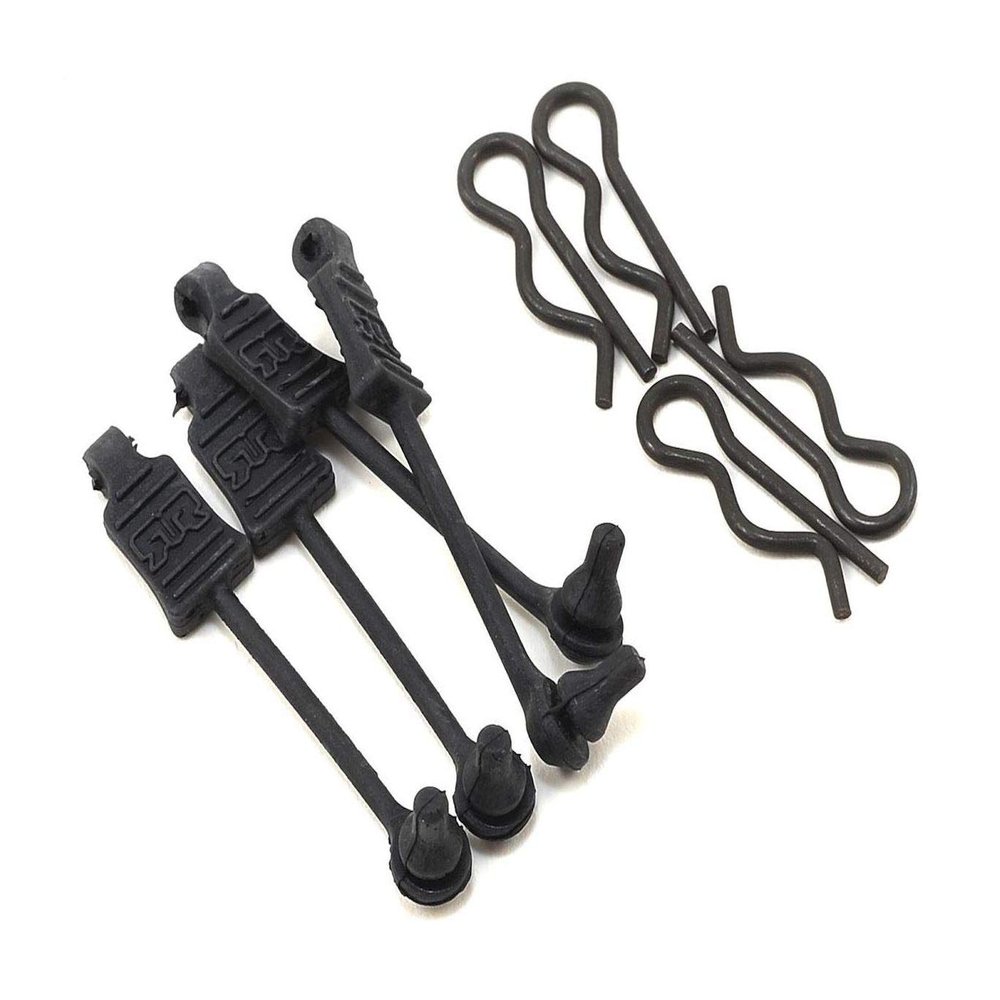 ARR390178 AR390178 AARRMA 1/8 Body Clips w/Rubber Retainers (Black) (4) ARA390178