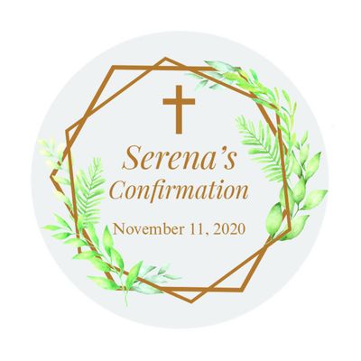 Personalized Greenery Religious Favor Stickers - Stationery - 144 Pieces