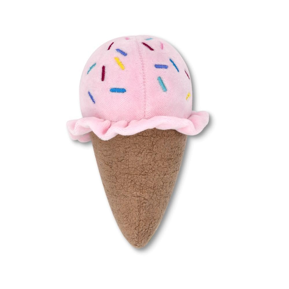 Apple Park Kids Sweet Treat Soft Rattle | Non-Toxic, Hypoallergenic, 100% Organic Cotton for 0m+ | Sensory Rattle for Newborns and Infants (Ice Cream)