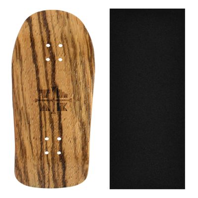 Wooden Fingerboard Carlsbad Cruiser Deck, Zebrawood - 34mm x 100mm - Handmade, Pro Shape & Size - Five Plies Wood Veneer - Includes Prolific Foam Tape - Teak Tuning