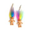Rainbow Hair Troll Earrings - Good Luck Troll Doll 1" view 1