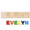 Wooden Name Puzzle Personalized Engraved Text Greetings on Back Puzzle Real Custom Print Baby Elephant Holding Stuffed Elephant Theme view 2