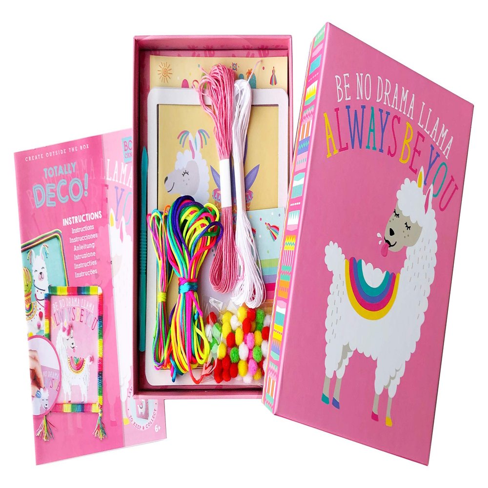 BOX CANDIY Totally Deco Llama Love String and Pom Pom Art Kit to Make and Share