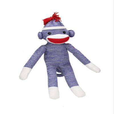 Plushland Adorable Sock Monkey, The Original Traditional Hand Knitted Stuffed Animal Toy Gift-for Kids, Babies, Teens, Girls and Boys Baby Doll Present Puppet 20 Inches (New Blue)