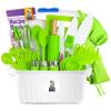 KEFF Kids Kitchen Set for Cooking & Baking with Recipe Book - Kids Knife Set for Real Cooking, Montessori Kitchen Tools for Toddlers - Real Utensils with Cutting Board and Knifes BPA-Free view 1