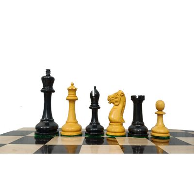 1852 Antique Chess Pieces-Circa 1852 Harrwitz Staunton Series Chessmen in Ebony/Antiqued Boxwood-3.5"|King Side Stamping with 2 Extra Queens