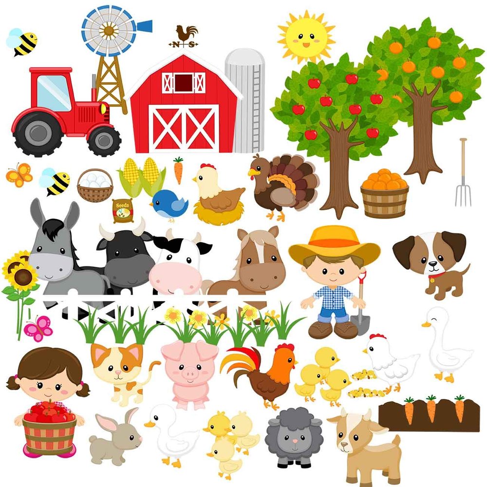 Story Time Felts 65 Piece Farm Animals Felt Flannel Board Set