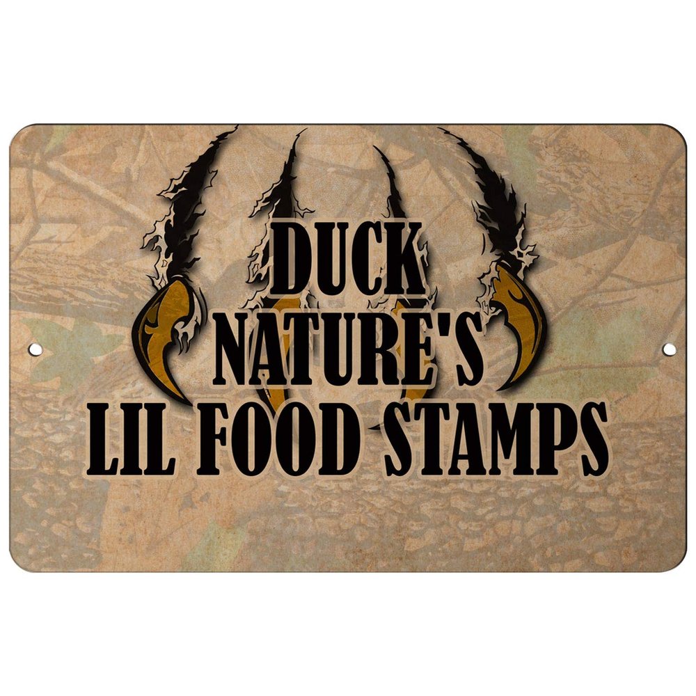 Makoroni - Duck Nature's Lil Food Stamps Hunt Hunter Hunting - 12"x18" Aluminum Novelty Fun Street Sign, DesT34