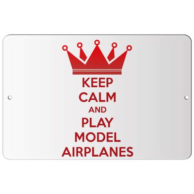Makoroni - Keep Calm and Play Model Airplanes - 12"x18" Aluminum Novelty Fun Street Sign, DesW3