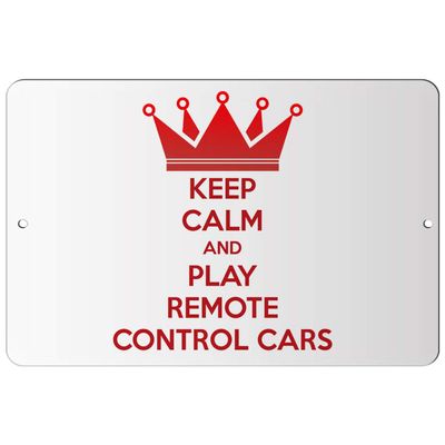 Makoroni - Keep Calm and Play Remote Control Cars - 12"x18" Aluminum Novelty Fun Street Sign, DesW20