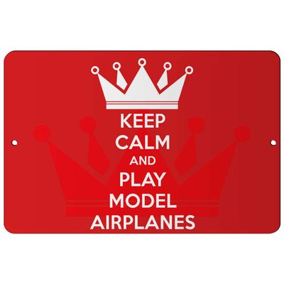 Makoroni - Keep Calm and Play Model Airplanes - 12"x18" Aluminum Novelty Fun Street Sign, DesU88