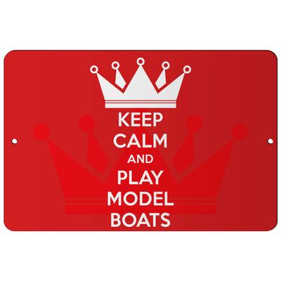 Makoroni - Keep Calm and Play Model Boats - 8"x12" Aluminum Novelty Fun Street Sign, DesU89