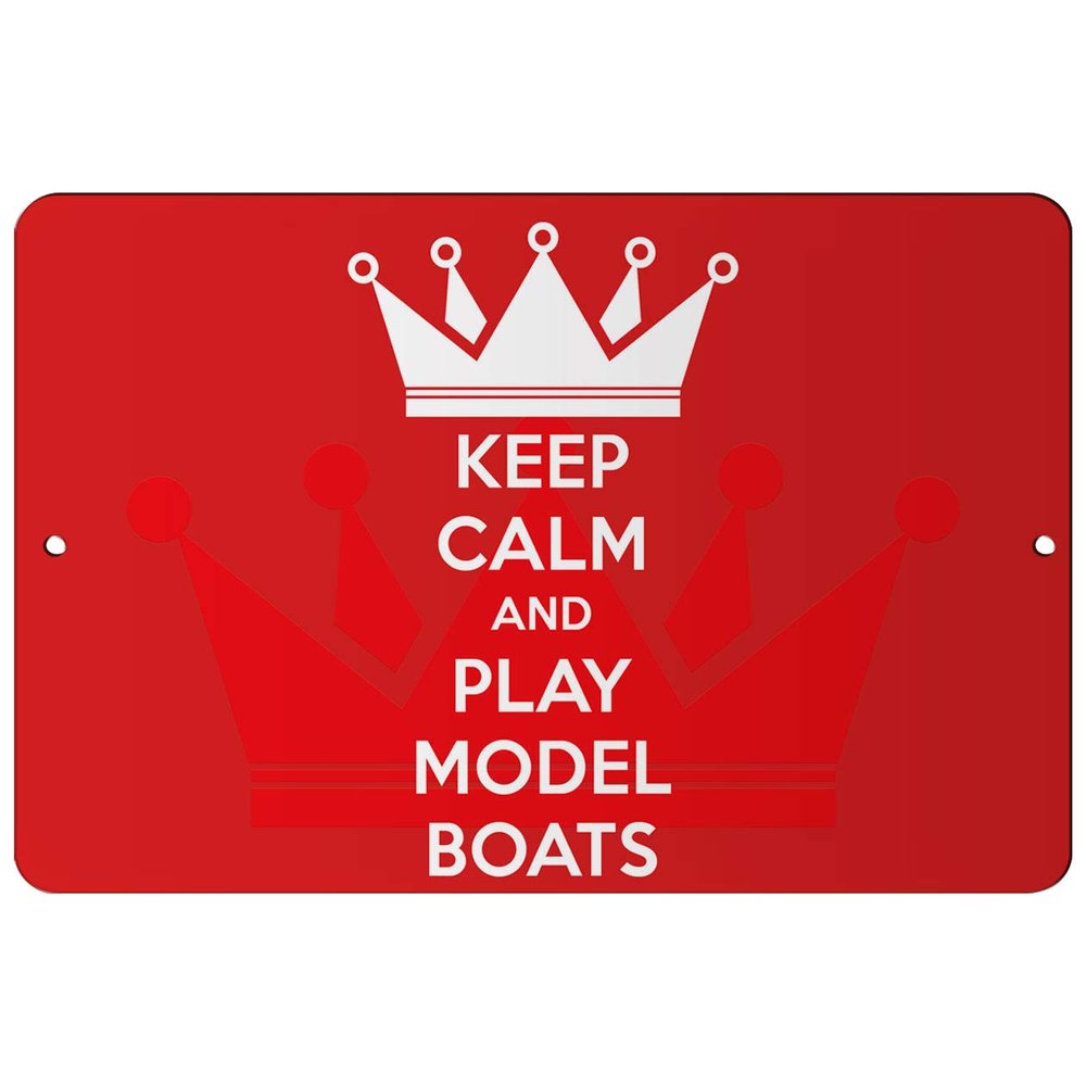 Makoroni - Keep Calm and Play Model Boats - 8"x12" Aluminum Novelty Fun Street Sign, DesU89