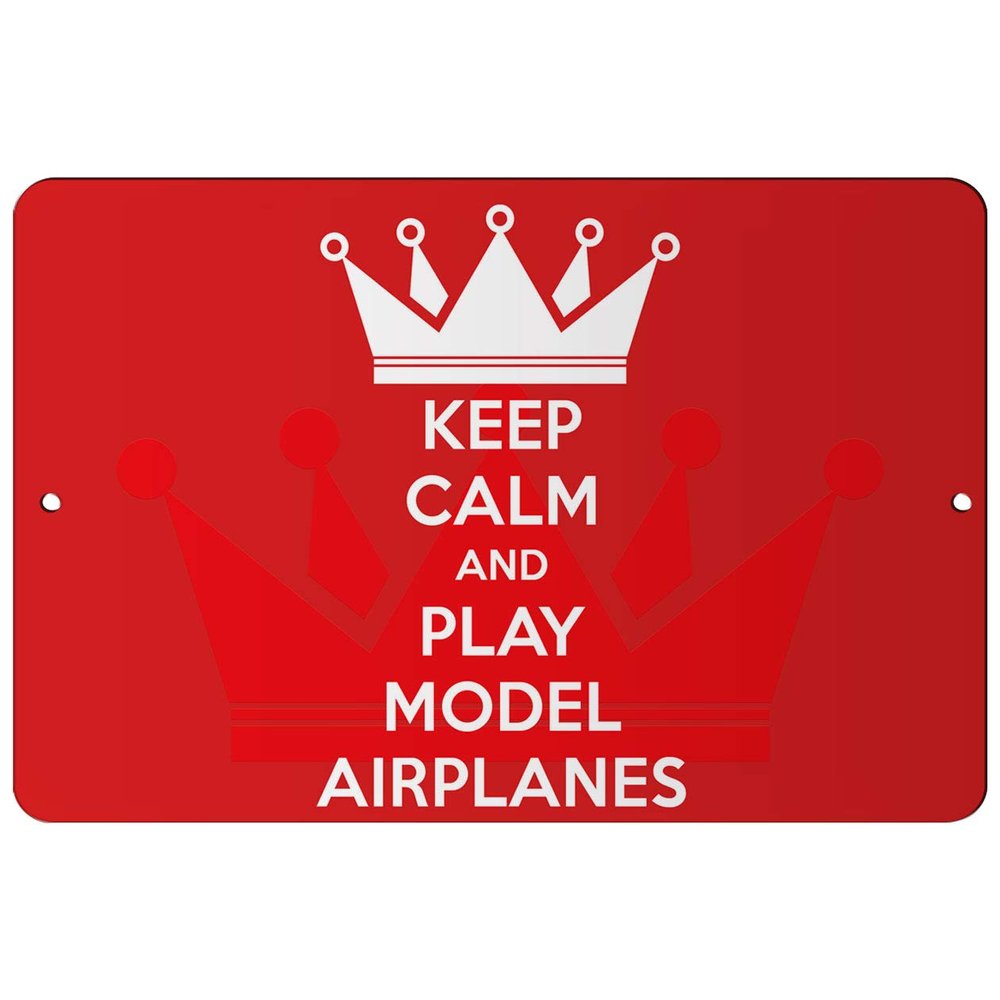Makoroni - Keep Calm and Play Model Airplanes - 8"x12" Aluminum Novelty Fun Street Sign, DesU88