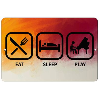 Makoroni - EAT Sleep Play (Piano) - 8"x12" Aluminum Novelty Fun Street Sign, DesG83
