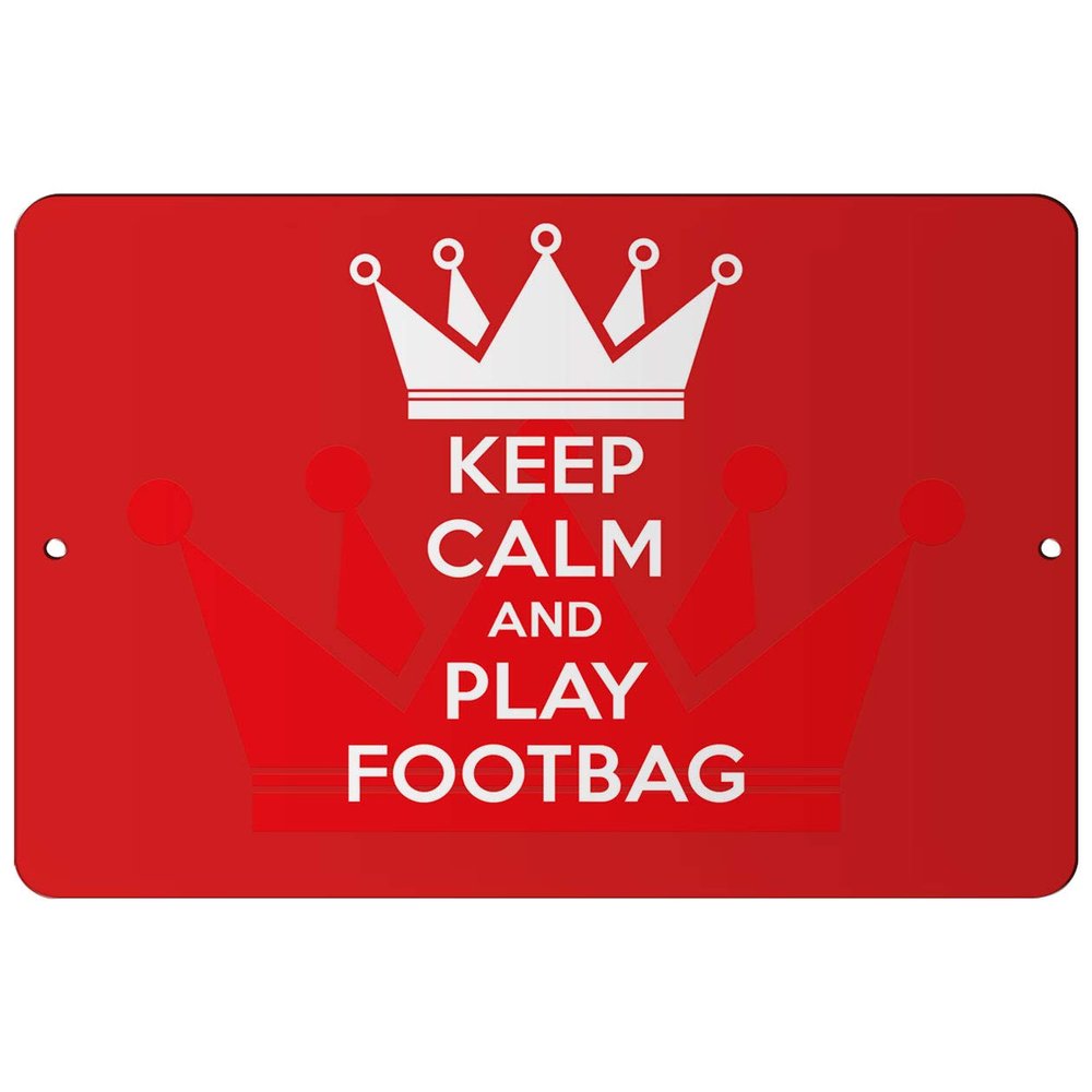 Makoroni - Keep Calm and Play Footbag - 8"x12" Aluminum Novelty Fun Street Sign, DesU63