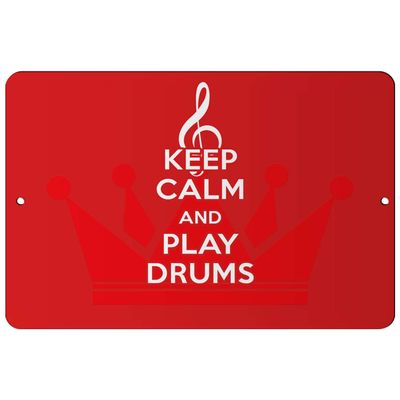 Makoroni - Keep Calm and Play Drums - 12"x18" Aluminum Novelty Fun Street Sign, DesT57