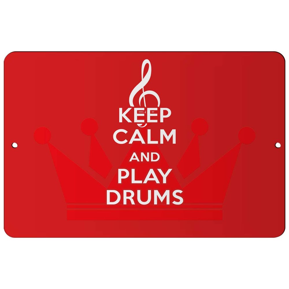 Makoroni - Keep Calm and Play Drums - 12"x18" Aluminum Novelty Fun Street Sign, DesT57