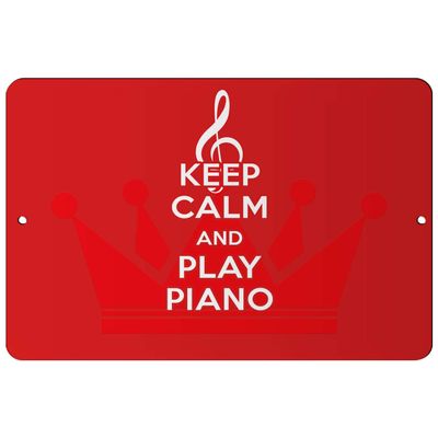 Makoroni - Keep Calm and Play Piano - 8"x12" Aluminum Novelty Fun Street Sign, DesT78