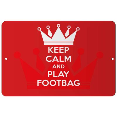 Makoroni - Keep Calm and Play Footbag - 12"x18" Aluminum Novelty Fun Street Sign, DesU63