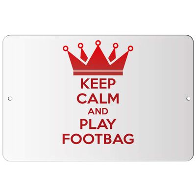 Makoroni - Keep Calm and Play Footbag - 8"x12" Aluminum Novelty Fun Street Sign, DesU77