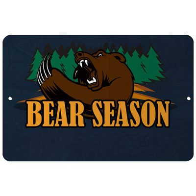 Makoroni - Bear Season Hunt Hunter - Bear Hunting - 8"x12" Aluminum Novelty Fun Street Sign, DesK89