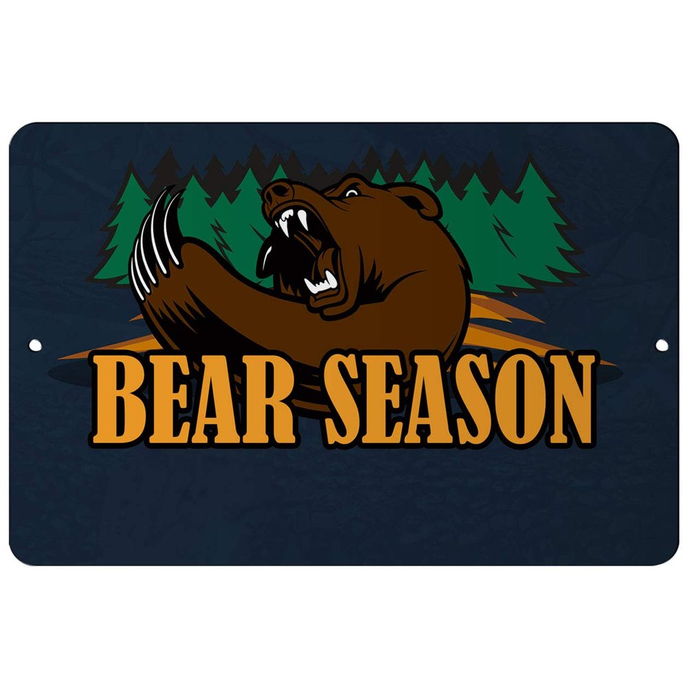 Makoroni - Bear Season Hunt Hunter - Bear Hunting - 8"x12" Aluminum Novelty Fun Street Sign, DesK89