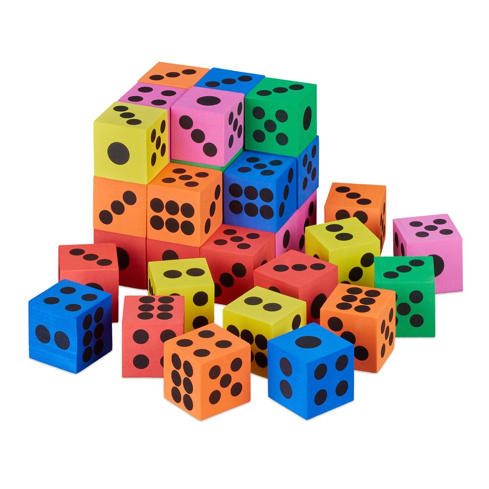 Relaxdays Foam Dice Set of 36 HxWxD: 4 x 4 x 4 cm Nursery Coloured Dice Set Soft