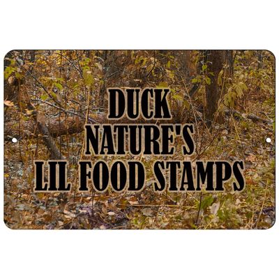Makoroni - Duck Nature's Lil Food Stamps Hunt Hunter Hunting - 12"x18" Aluminum Novelty Fun Street Sign, DesE32