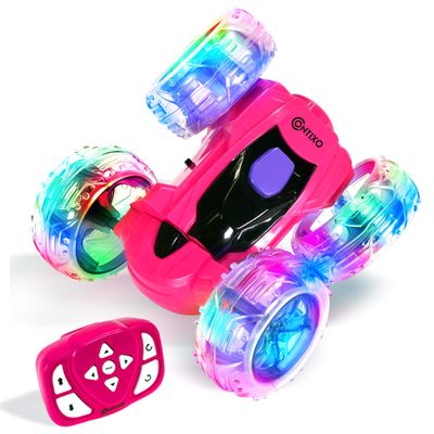 Contixo SC3 RC Stunt Car, Pink 2.4GHz 4WD Double-Sided 360 Rotating flip Racer Remote Control Toy Cars with LED Lights for Kids Girls Boys Age 4-12 Birthday Gift