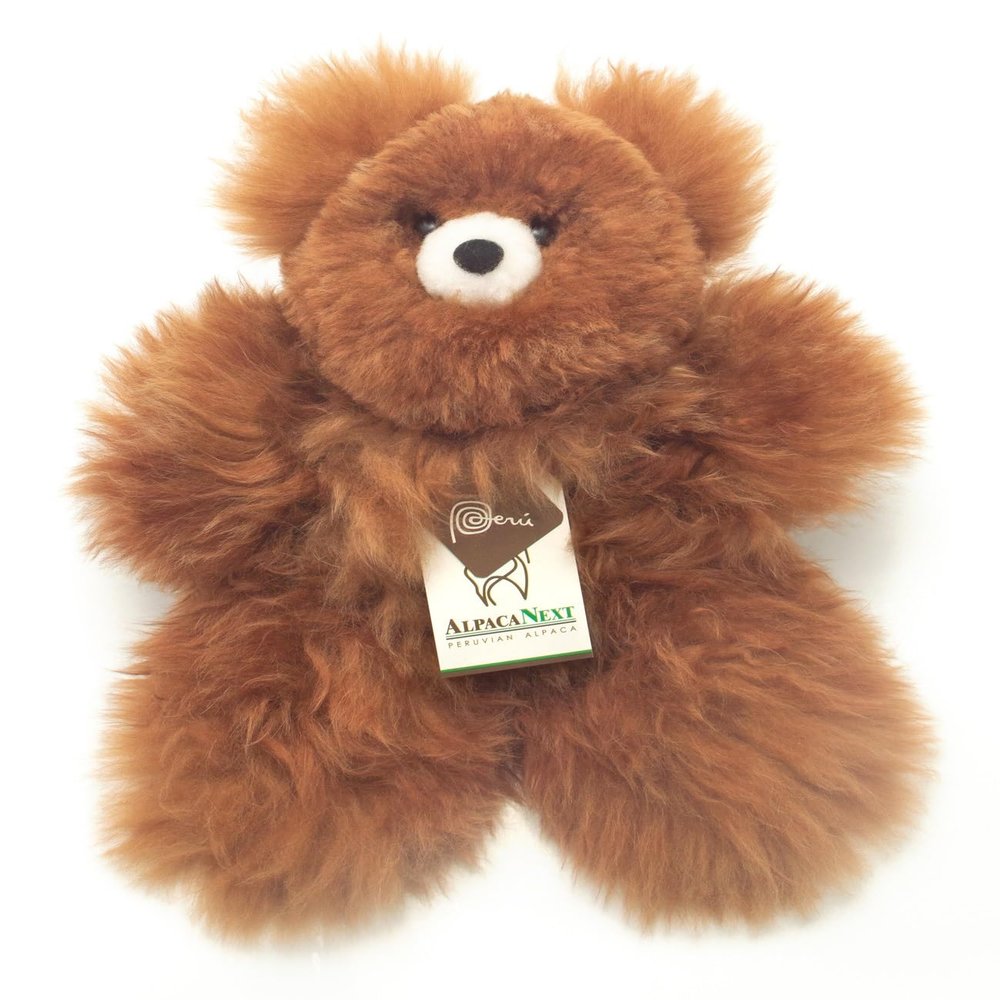 AlpacaNext Soft and Cuddly Baby Alpaca Teddy Bear - 12 inch. Premium Alpaca Stuffed Animal Handmade on Genuine Alpaka Fur. Cute Bear (12 inches, Brown)