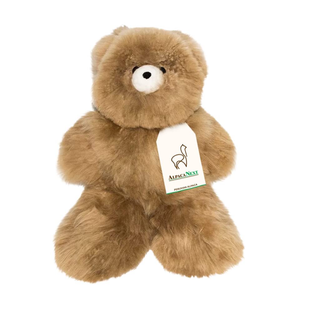 AlpacaNext Soft and Cuddly Baby Alpaca Teddy Bear - 18 inch. Premium Alpaca Stuffed Animal Handmade on Genuine Alpaka Fur. Cute Bear (18 inches, Brown)