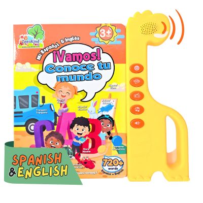 ZEENKIND Spanish English Sound Book for Kids 2 3 4 5 Years Old, 420 Words Audio Talking Book for Toddler, Interactive Toys to Learn Spanish, Bilingual Book Juegos para Nios