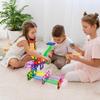 PicassoTiles Magnetic Tiles Marble Run Building Blocks Rainbow Color with Slide Drop Funnels Tubes STEM Educational Toy Set Compatible Durable Construction Kit for Kids Age 3+ Preschool Learning PTG40 view 2
