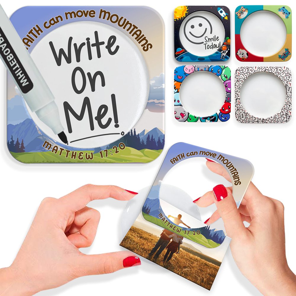 Photo Frame Fridge Magnets, Dry Erase Whiteboard Surface, Home Office and School Supplies Materials, Magnetic Frame Portable Reminder (Matthew)